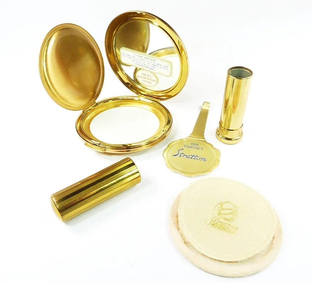 1950s Cased Stratton Lipstick And Makeup Compact Gift Set