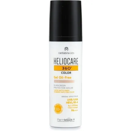 360-color oil-free gel beige SPF 50, 50 ml UV-UV-Visible Facial Sunscreen infrared protection and matte base coating, Heliocare