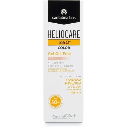 360-color oil-free gel beige SPF 50, 50 ml UV-UV-Visible Facial Sunscreen infrared protection and matte base coating, Heliocare