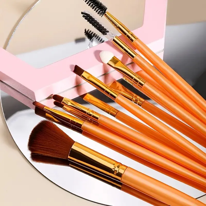 7Pcs Portable Makeup Brush Set With Bag Kabuki Foundation Blending Blush Eyeshadow Eyeliner Powder Eyebrow Concealer Brushes Kit | Brown