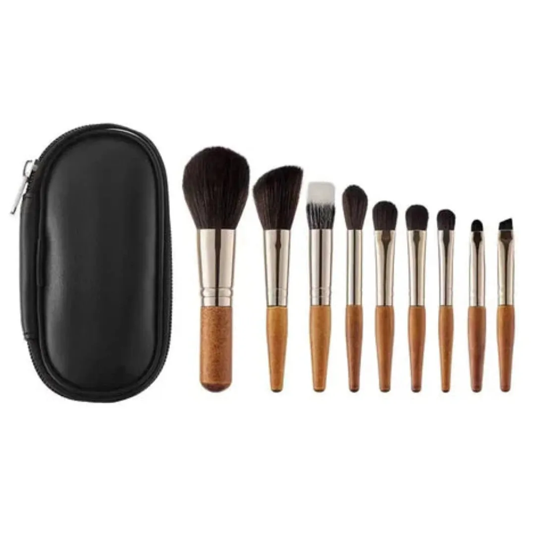 9 Pcs Portable Travel Make Up Brush, Mini Sized Foundation Cosmetic Brushes Kit, Makeup Brushes Set