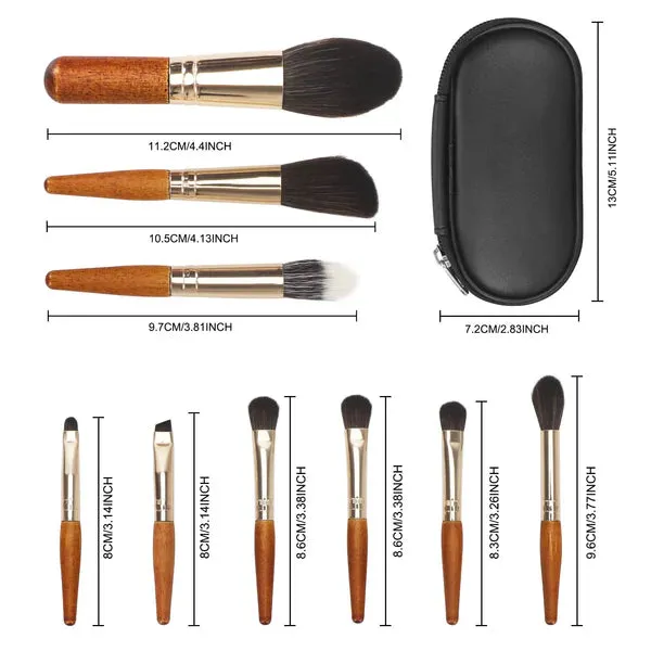 9 Pcs Portable Travel Make Up Brush, Mini Sized Foundation Cosmetic Brushes Kit, Makeup Brushes Set