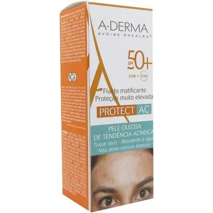 A-Derma Protect Ac Mattifying fluid with a very high degree of protection Spf50 , 40 ml, Derma E