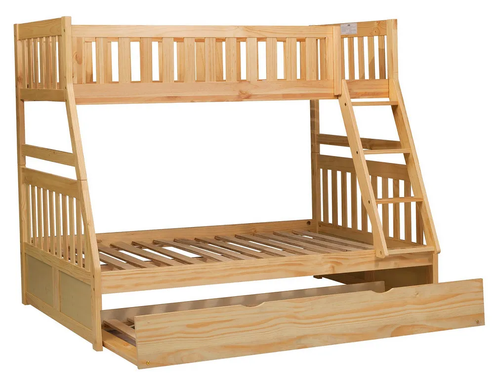 Bartly Natural Wood Twin/Full Bunk Bed with Trundle