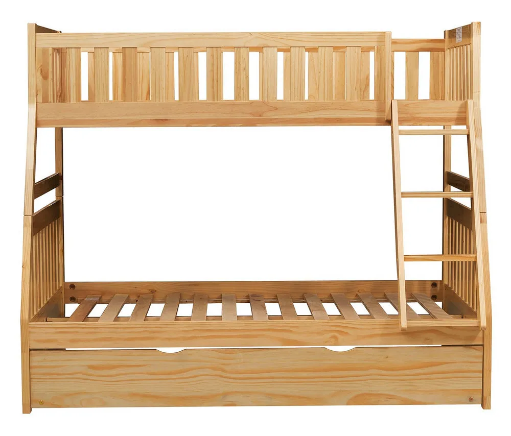 Bartly Natural Wood Twin/Full Bunk Bed with Trundle