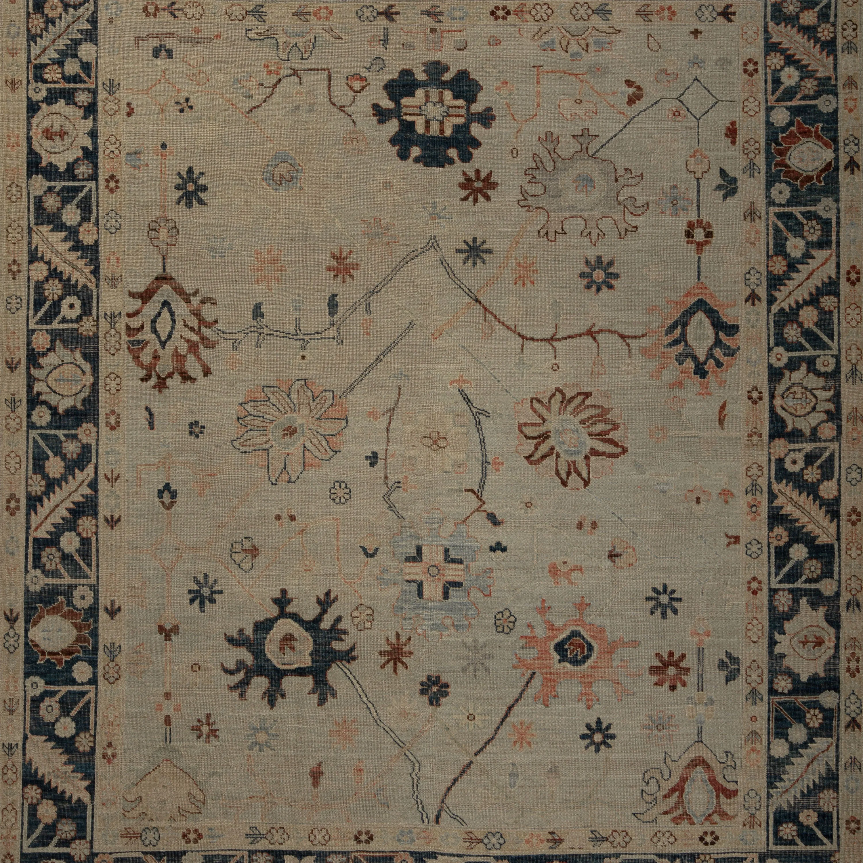 Blue Zameen Traditional Wool Rug - 8'7" x 10'2"