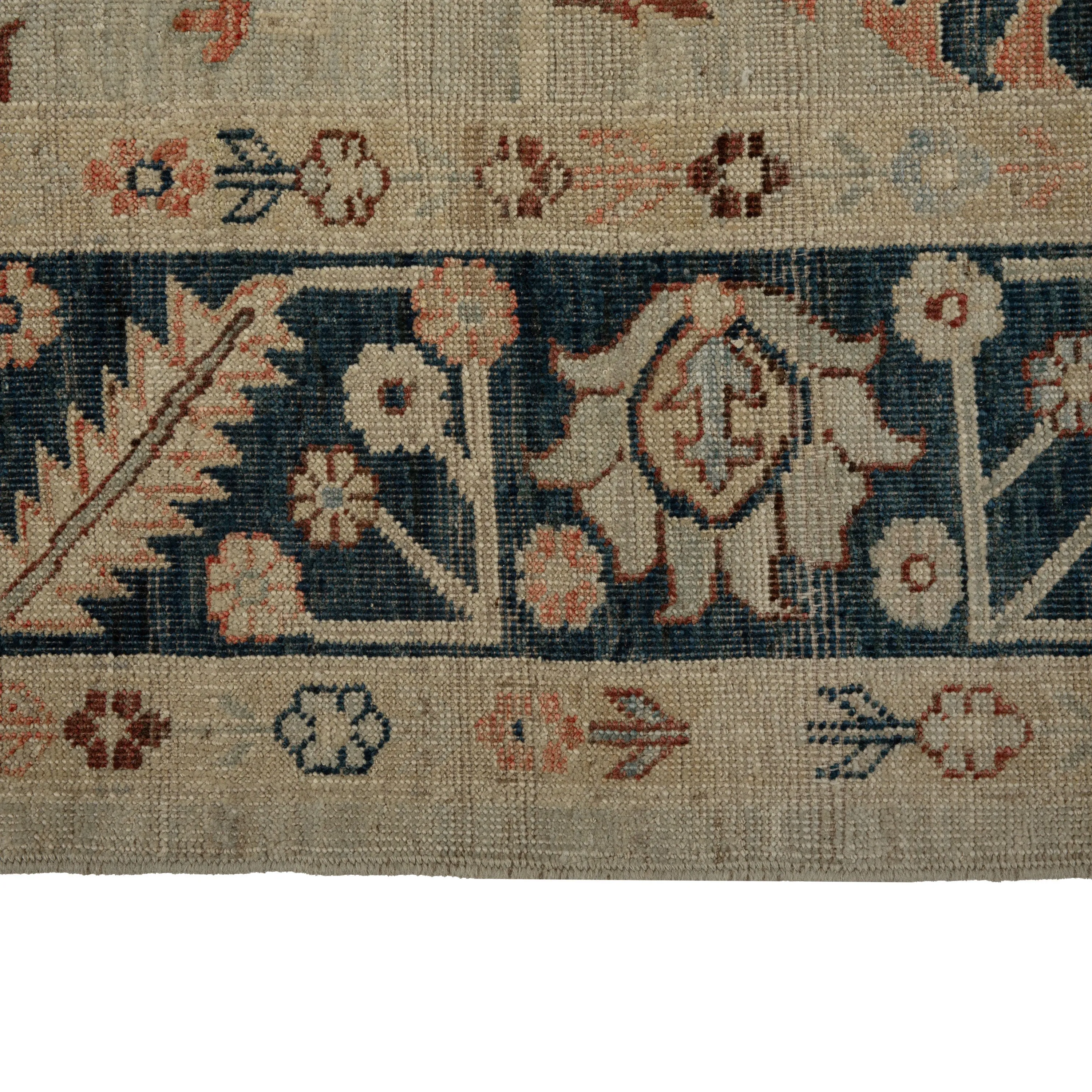 Blue Zameen Traditional Wool Rug - 8'7" x 10'2"