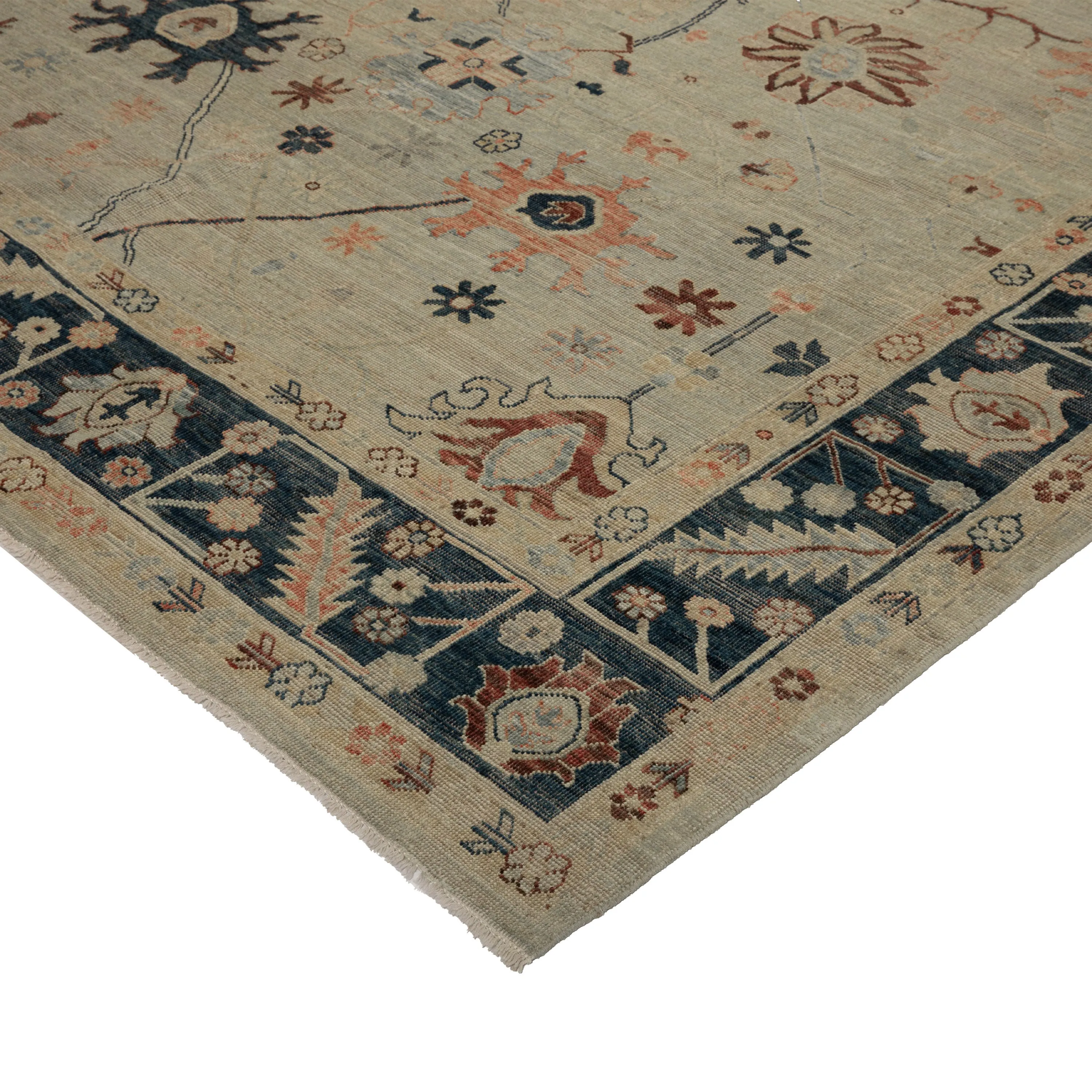 Blue Zameen Traditional Wool Rug - 8'7" x 10'2"