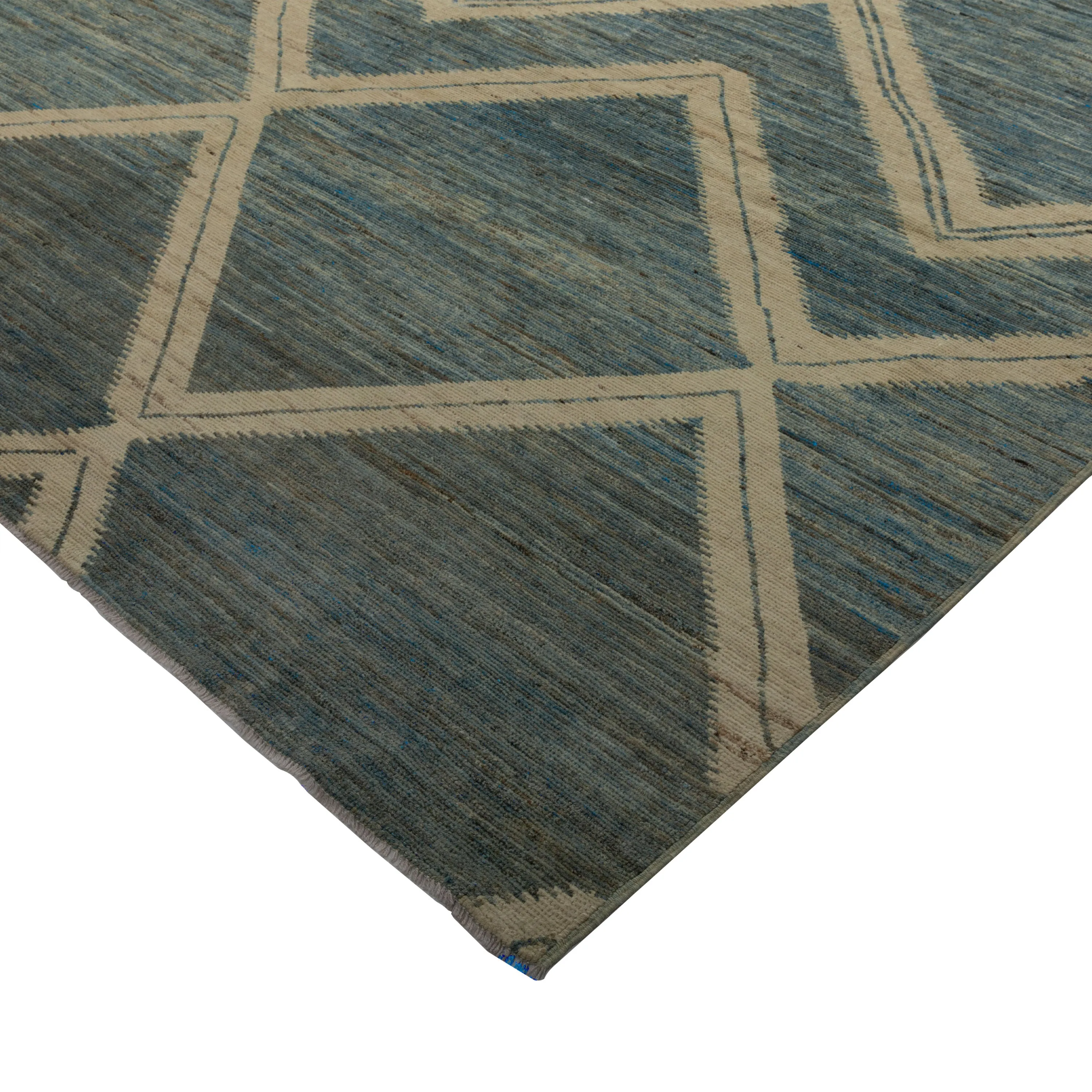 Blue Zameen Transitional Wool Rug - 9'3" x 12'2"