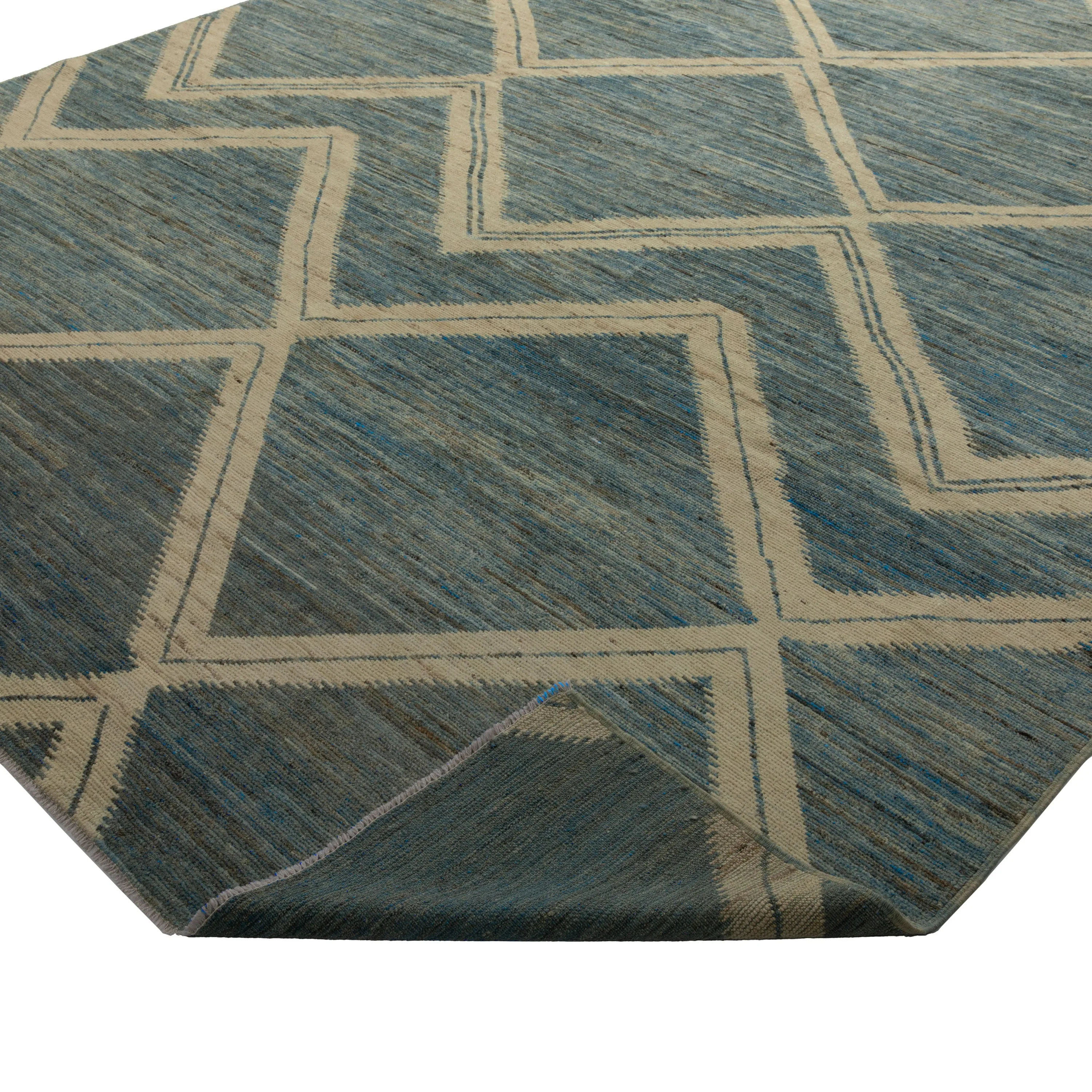 Blue Zameen Transitional Wool Rug - 9'3" x 12'2"