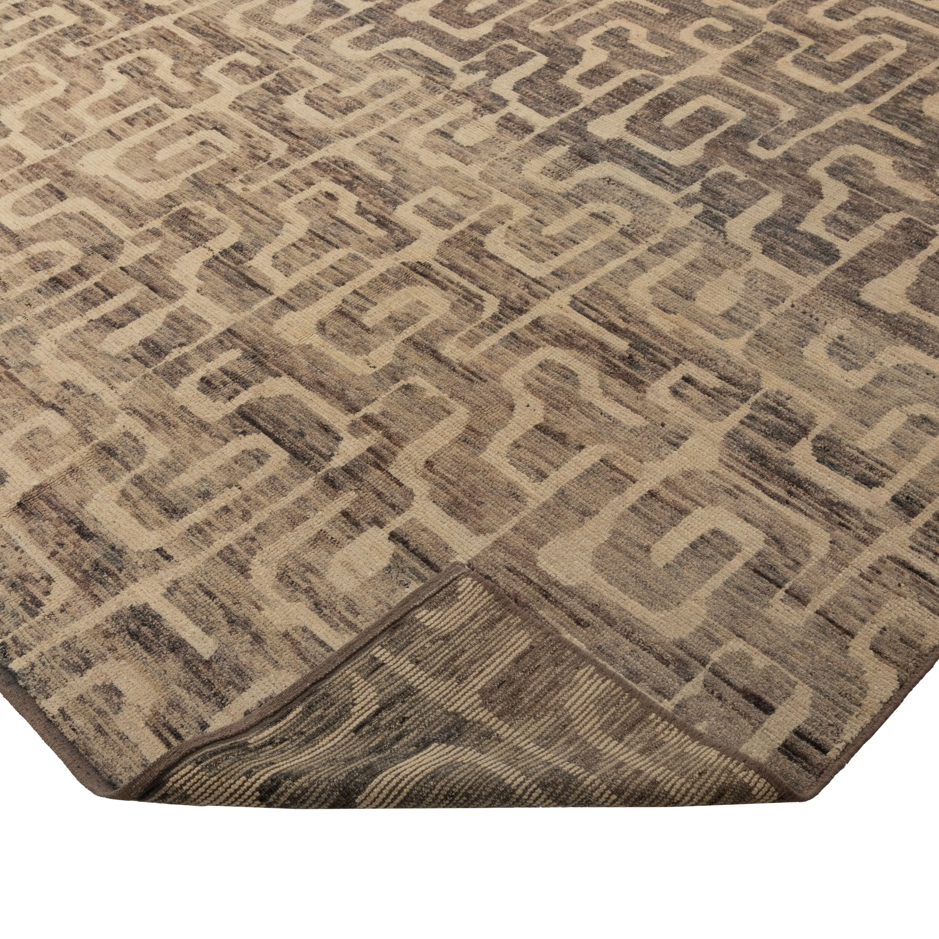 Brown Zameen Transitional Wool Rug- 9' x 11'9"