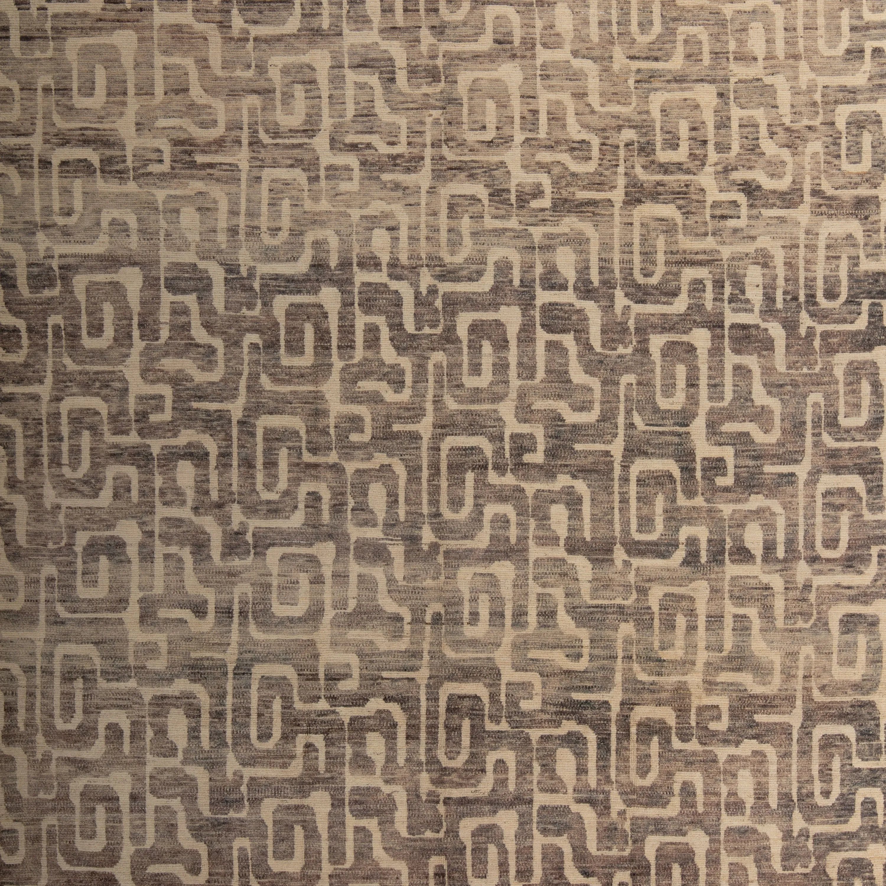 Brown Zameen Transitional Wool Rug- 9' x 11'9"