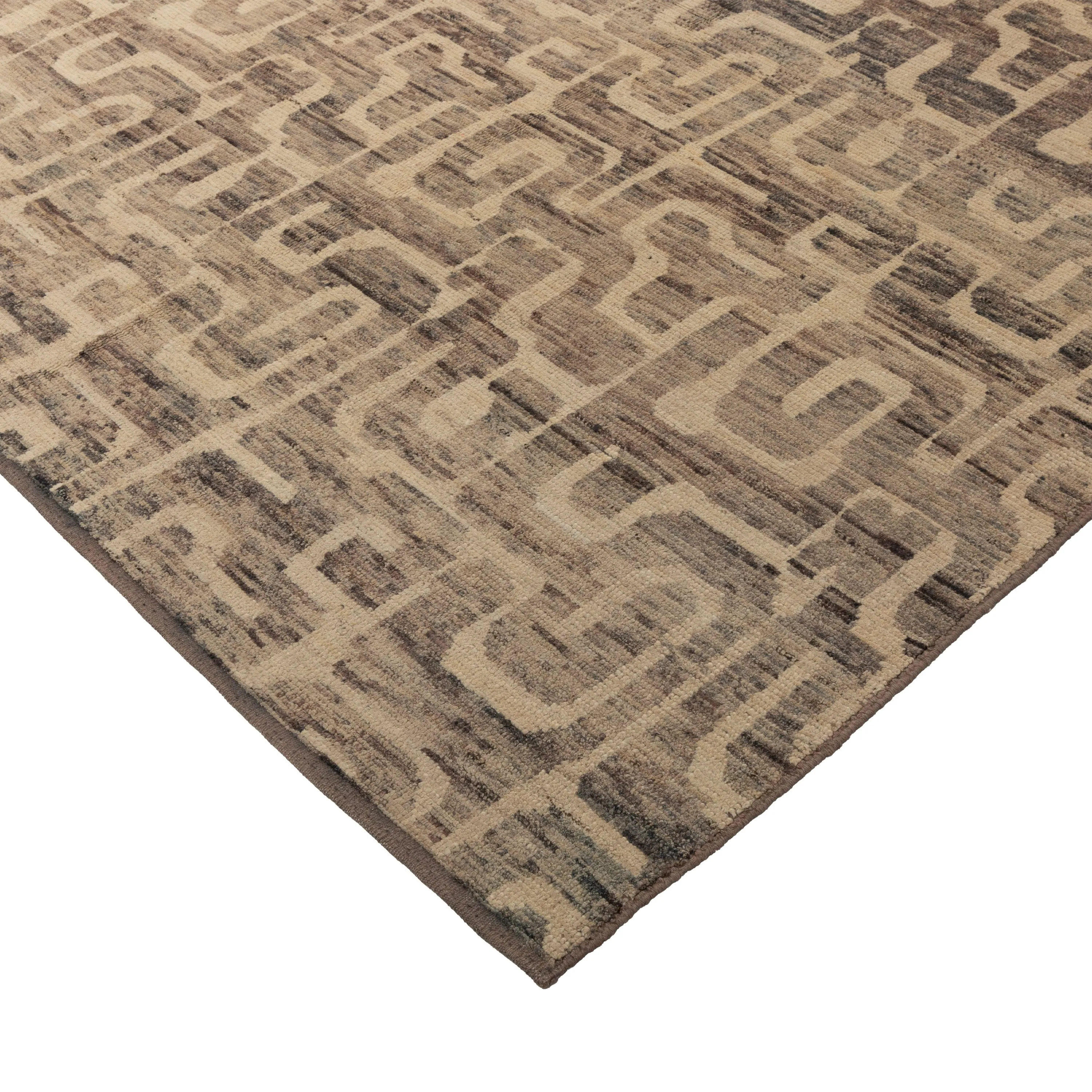 Brown Zameen Transitional Wool Rug- 9' x 11'9"