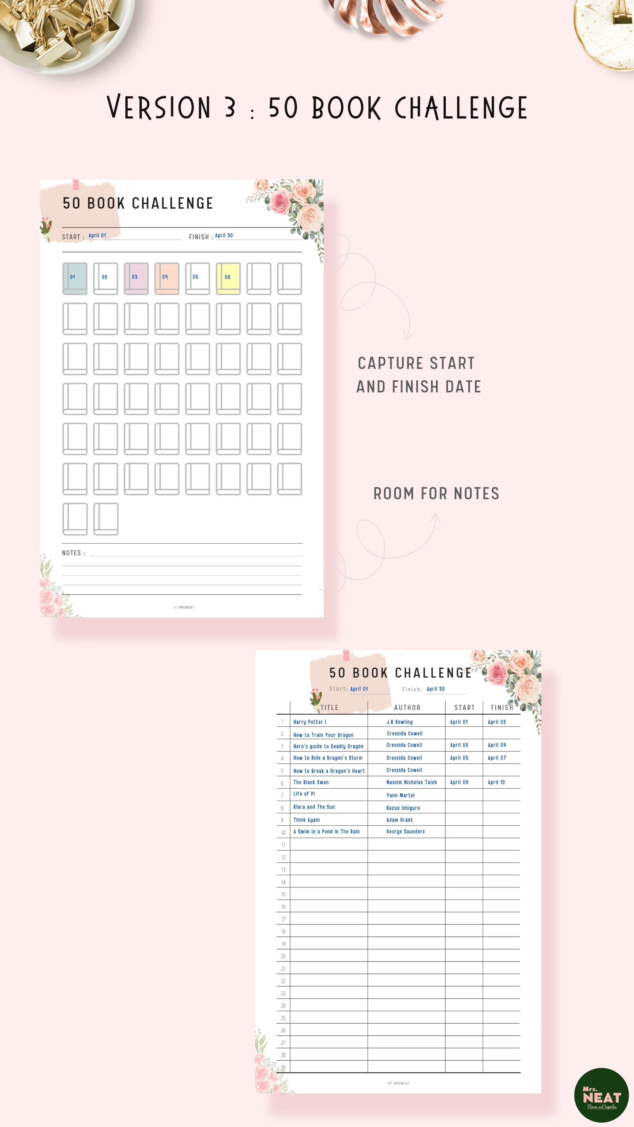 Floral Book Challenge Bundle - M008