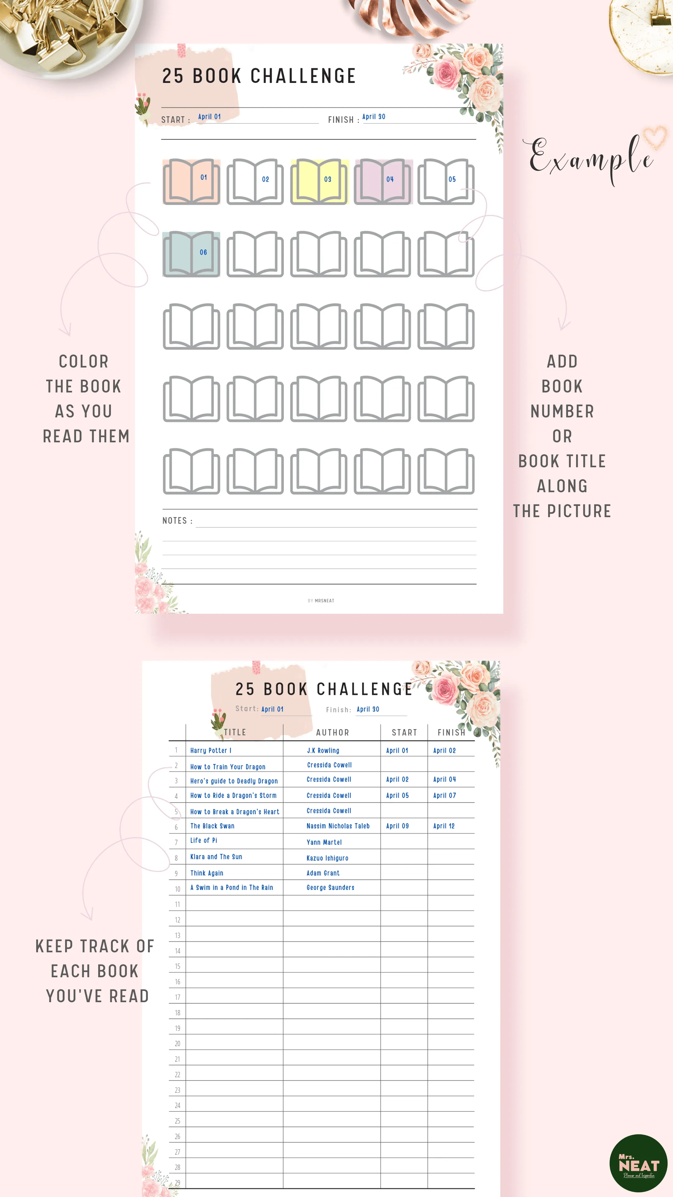 Floral Book Challenge Bundle - M008