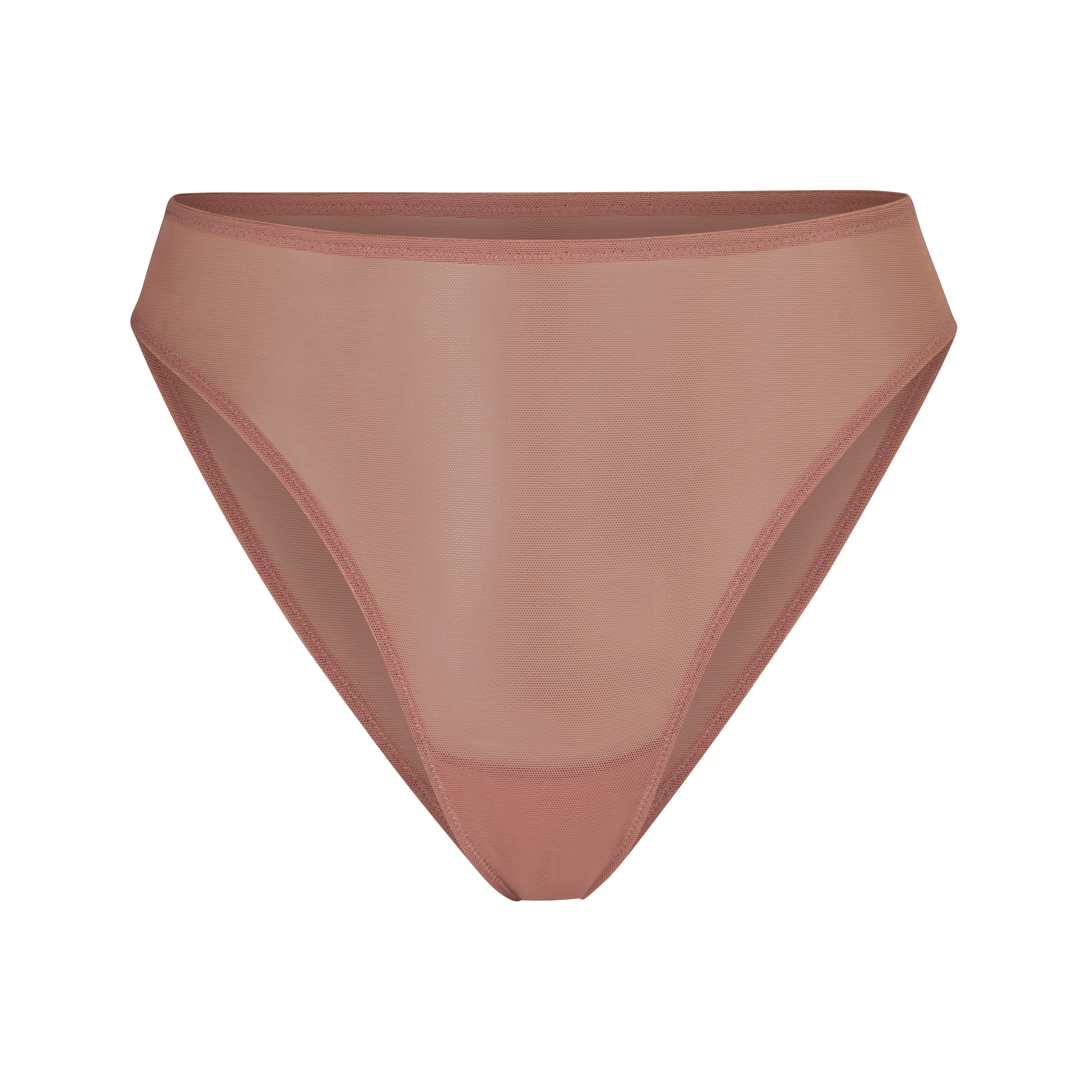 HIGH CUT MESH BIKINI BRIEF | ROSE CLAY