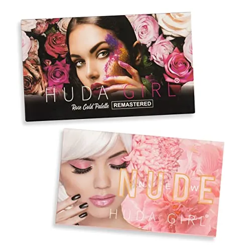 HUDA GIRL Beauty Rose Gold Remastered   Nude Edition Eyeshadow Palette Combo Kit - 36 Matte and Shimmer Finishes, Includes Black Eyeshadow - Complete Eye Shadow Palette Set