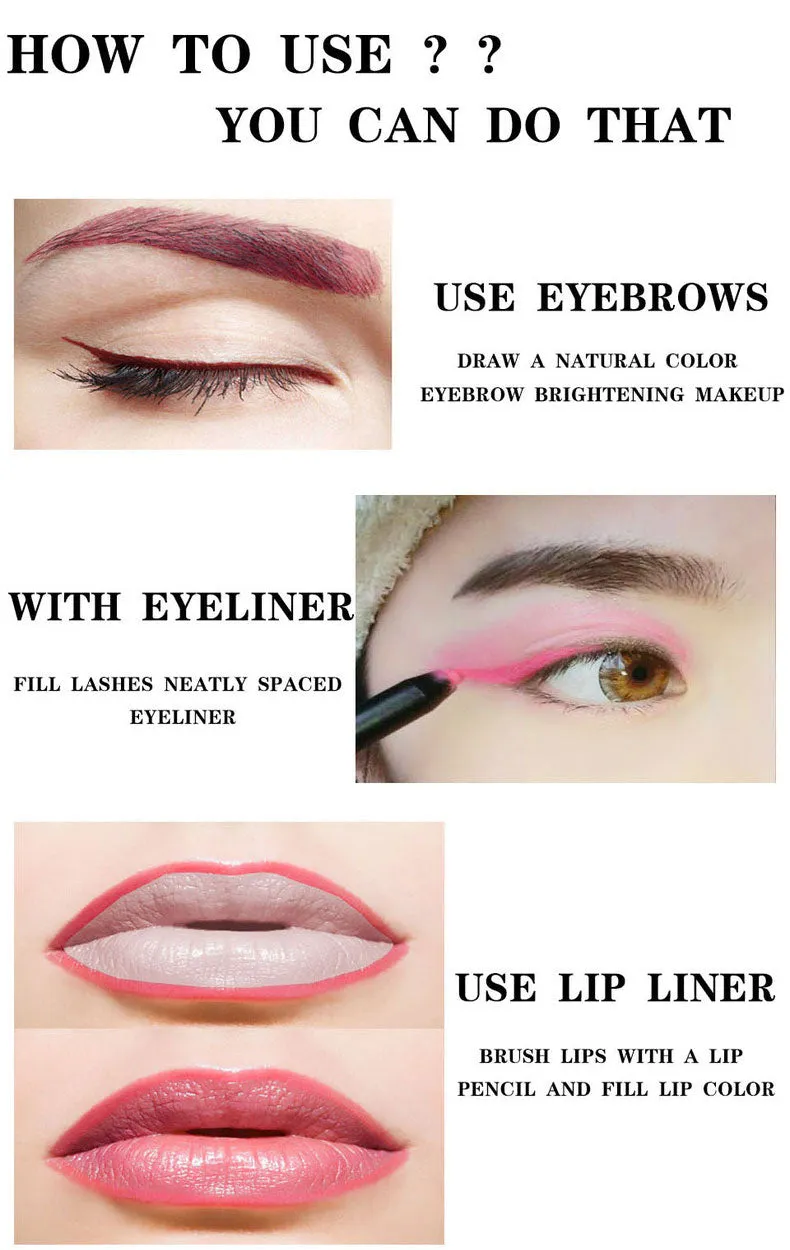 Lip Liner eyeliner Pencils Easy to Wear Waterproof Matte  10colors