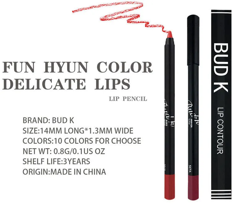 Lip Liner eyeliner Pencils Easy to Wear Waterproof Matte  10colors