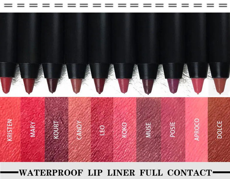 Lip Liner eyeliner Pencils Easy to Wear Waterproof Matte  10colors