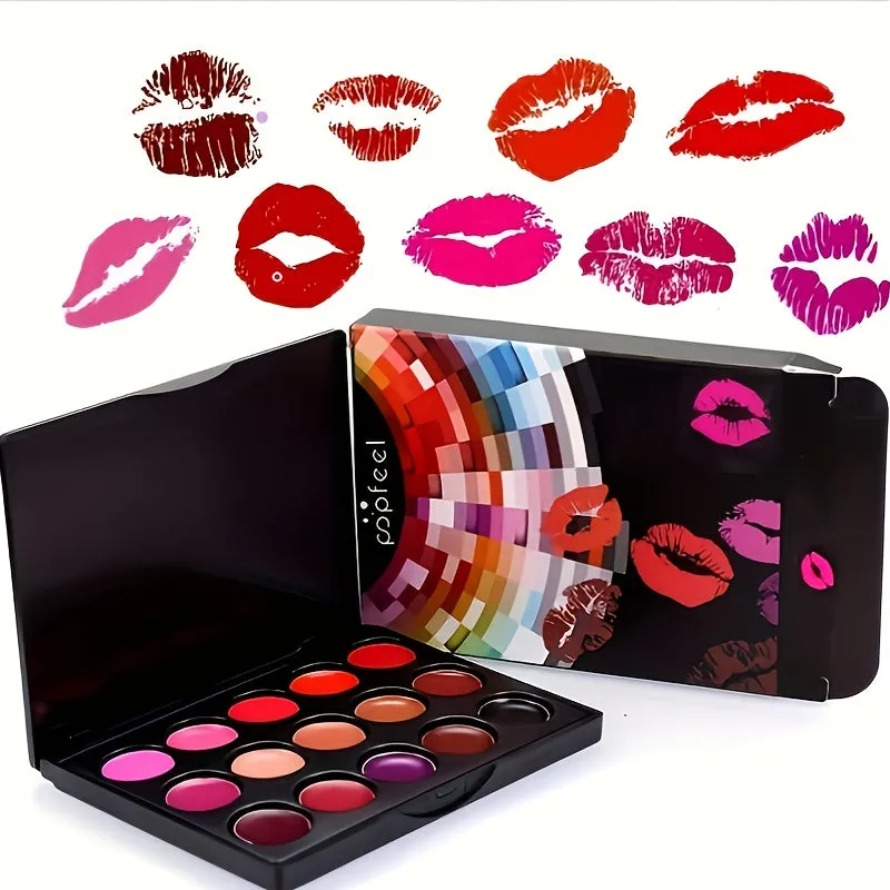 Lip Luxe 15-Color Waterproof Lipstick Palette