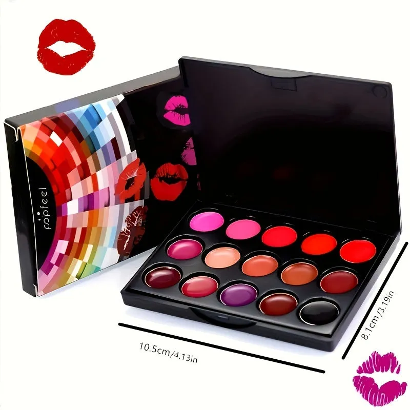 Lip Luxe 15-Color Waterproof Lipstick Palette