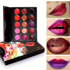 Lip Luxe 15-Color Waterproof Lipstick Palette