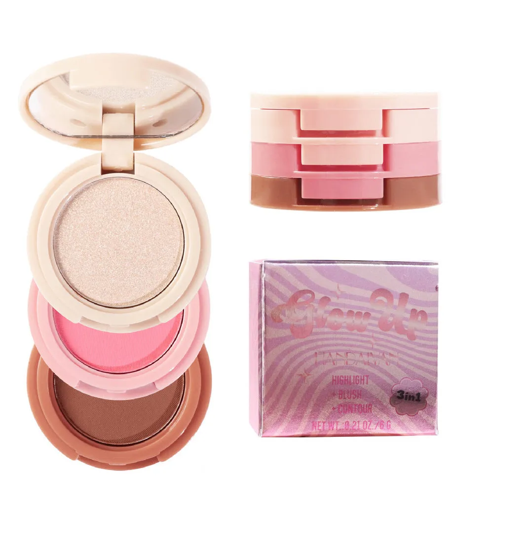 MA595 - Contour Palette, Highlighter Powder, 3 in 1 Colorful Blusher