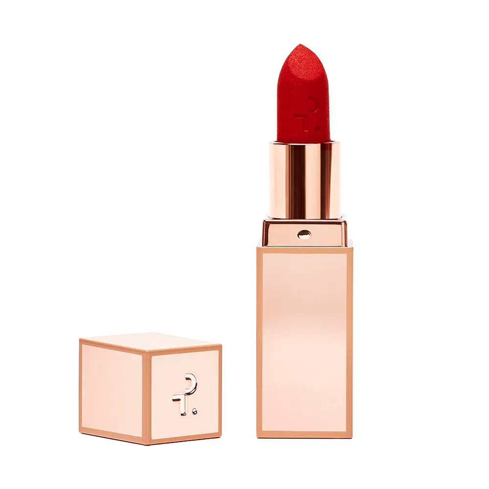 Major Headlines Matte Suede Lipstick in That's Why She's Late (Cherry Red)