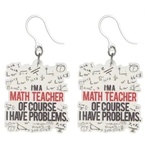 Math Teacher Earrings Dangles Hypoallergenic Earrings for Sensitive Ears Made with Plastic Posts