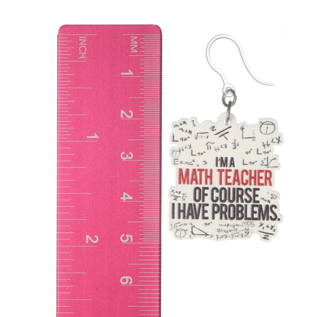 Math Teacher Earrings Dangles Hypoallergenic Earrings for Sensitive Ears Made with Plastic Posts