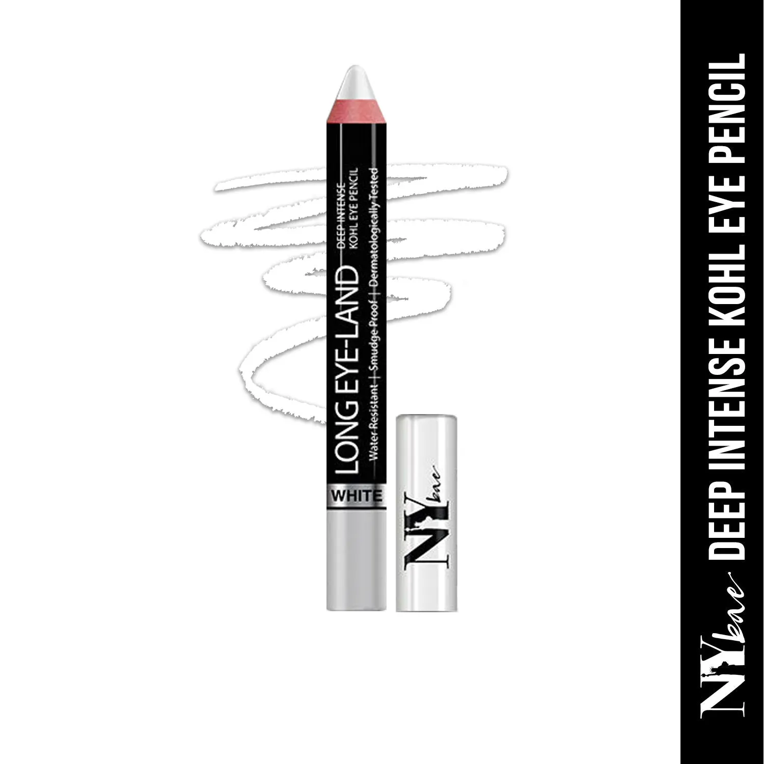 Ny Bae Long Eye-Land | Deep Intense Kajal | Eye Pencil | Shimmer Finish | High Pigmentation | Enriched with Vitamin E And Castor Oil - White