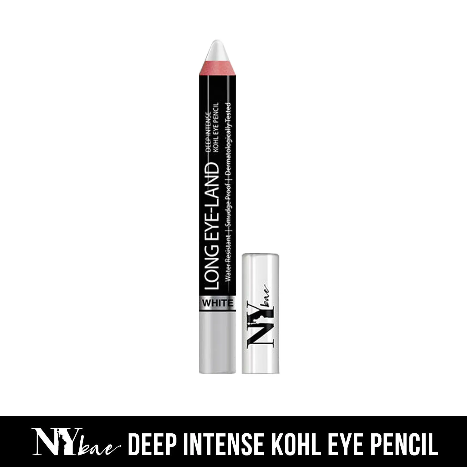 Ny Bae Long Eye-Land | Deep Intense Kajal | Eye Pencil | Shimmer Finish | High Pigmentation | Enriched with Vitamin E And Castor Oil - White