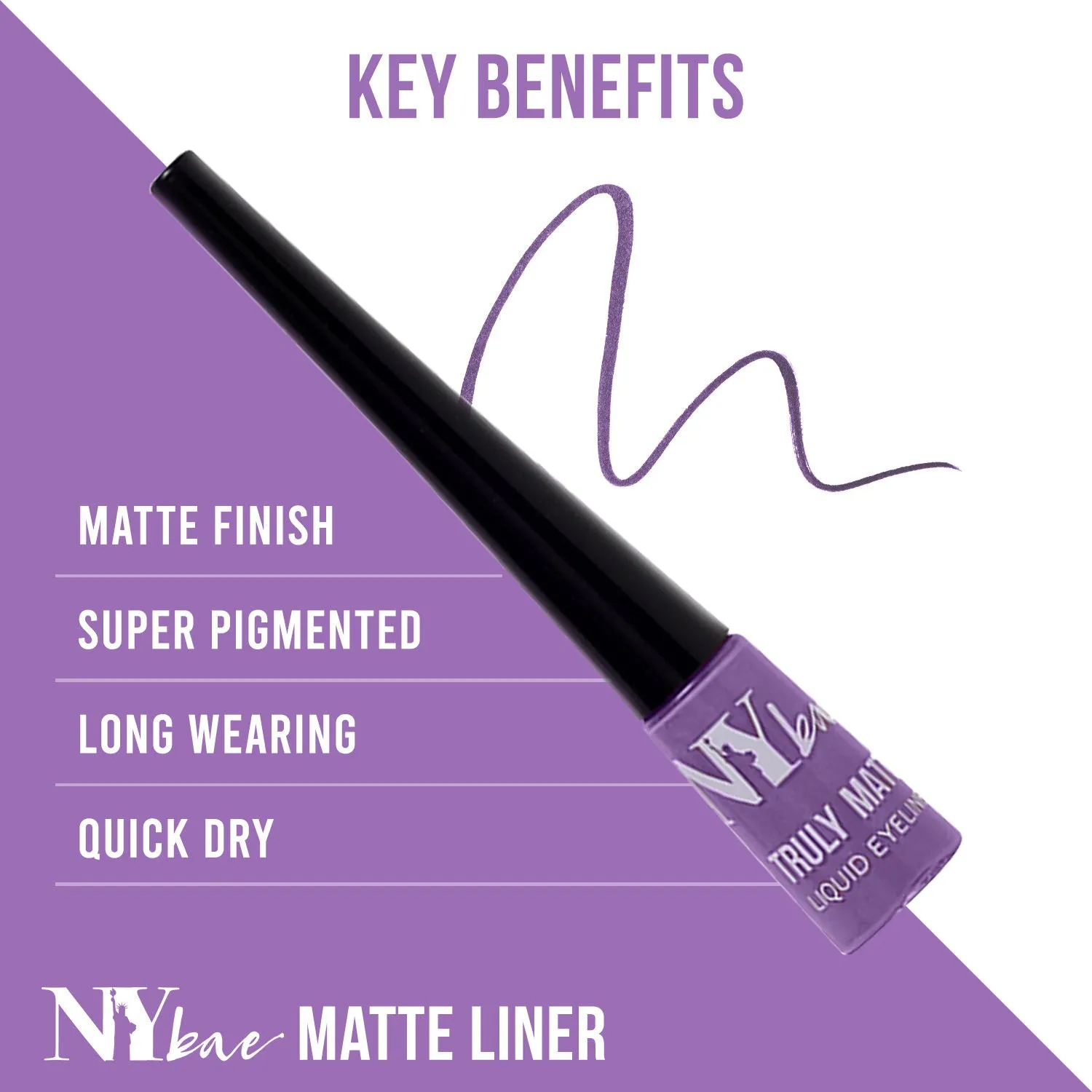 NY Bae Truly Matte Liquid Eyeliner - Lucky Lilac (4.5 ml) | Matte Finish | Super Pigmented | Long lasting | Quick Drying | Waterproof