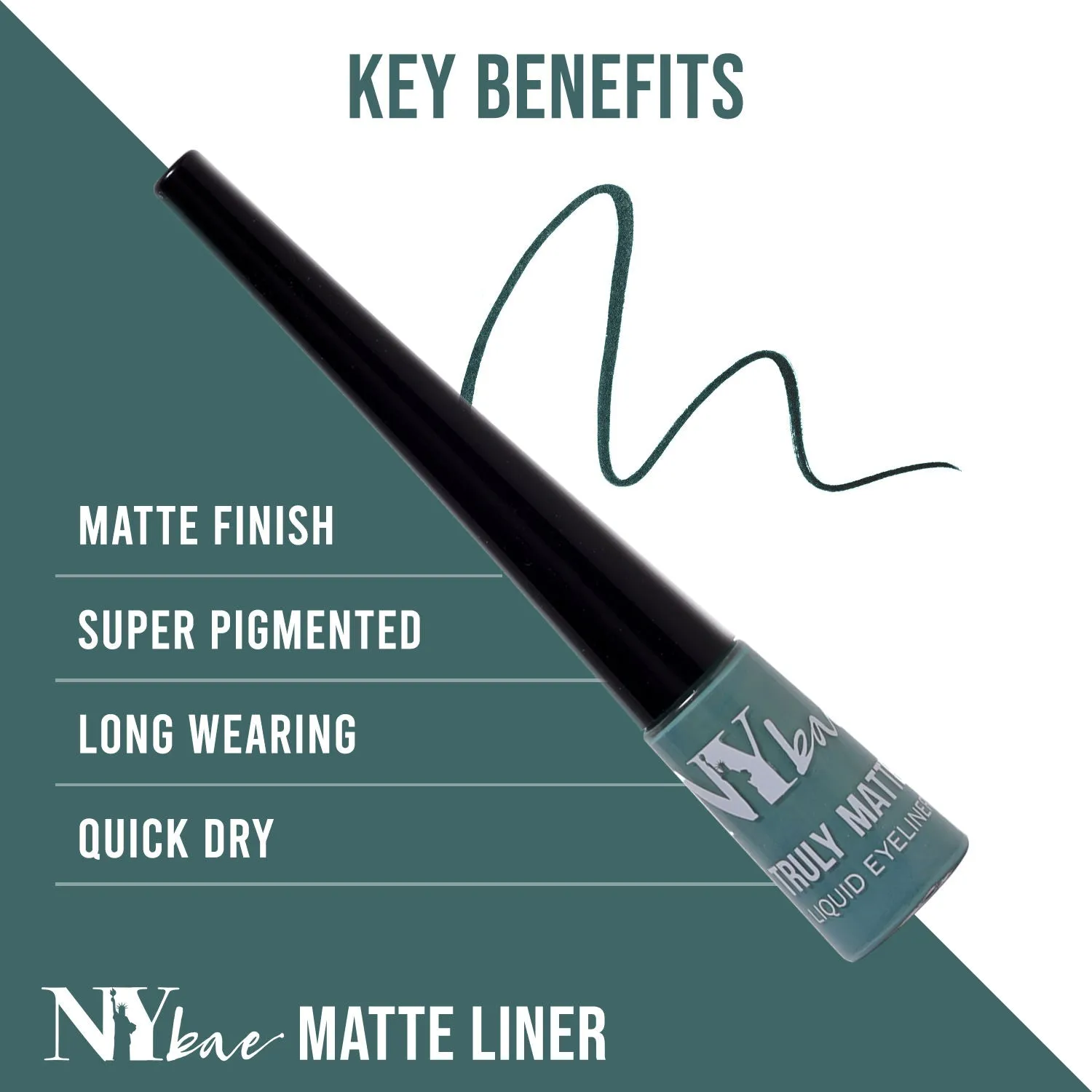 NY Bae Truly Matte Liquid Eyeliner | Mint | Matte Finish | Long Lasting | Quick Dry | Water Proof - Majestic Mint 14 (4.5 ml)