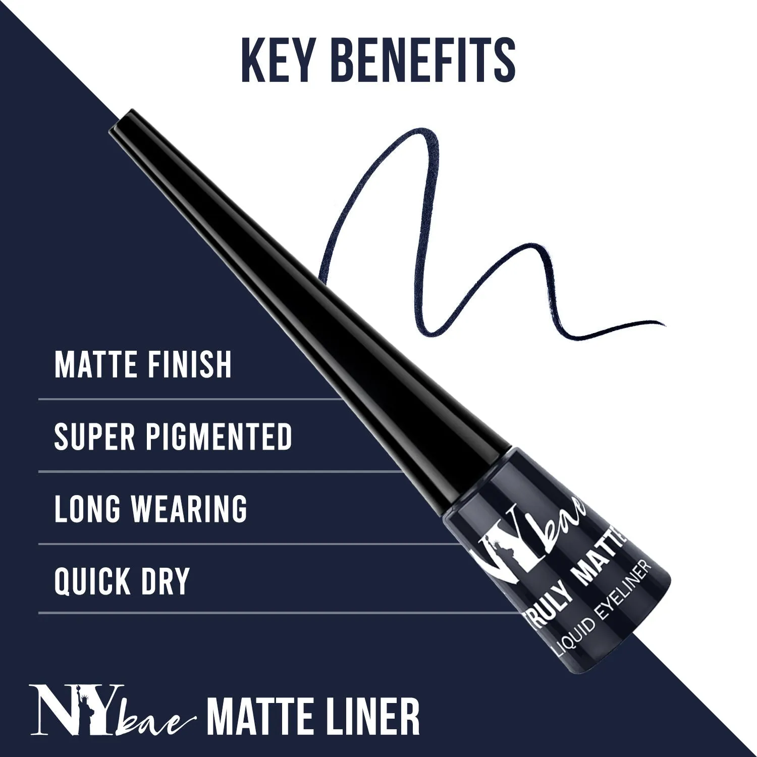 NY Bae Truly Matte Liquid Eyeliner | Navy Blue | Matte Finish | Long Lasting | Quick Dry | Water Proof - Nice Navy 12 (4.5 ml)