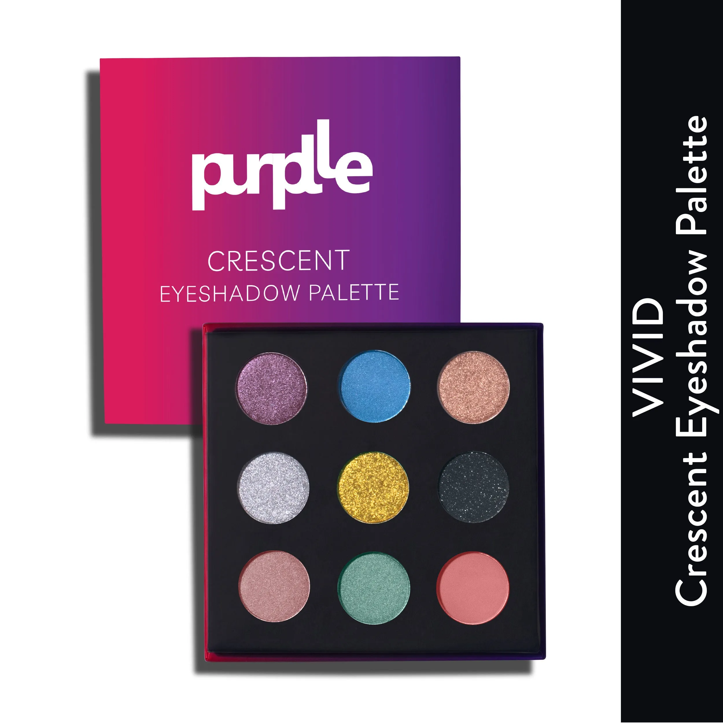 Purplle Crescent Eyeshadow Palette - Vivid | Party | High Pigmentation | Highly Blendable | Matte | Shimmer | Long lasting