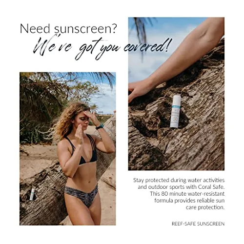 Reef Safe Sunscreen SPF 50 Mineral Face Stick, Hawaii & Mexico Approved, Biodegradable, Zinc, Vitamin E, Oxybenzone & Octinoxate Free, Water Resistant, Natural Ingredients, Made in USA by Coral Safe